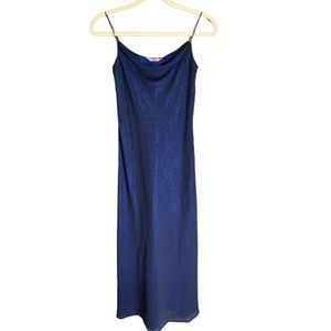 Vintage Sparkly Navy Dress V Neck 90s y2k 2000s wedding prom aesthetic